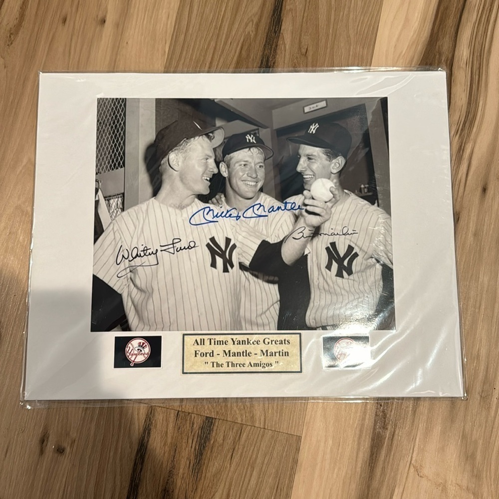 - Mickey Mantle Billy Martin Whitey Ford autographed 8 x 10 photo